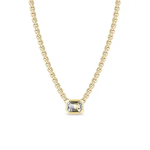 3.53 ctw Emerald Cut Ombre Sapphire Box Chain Necklace