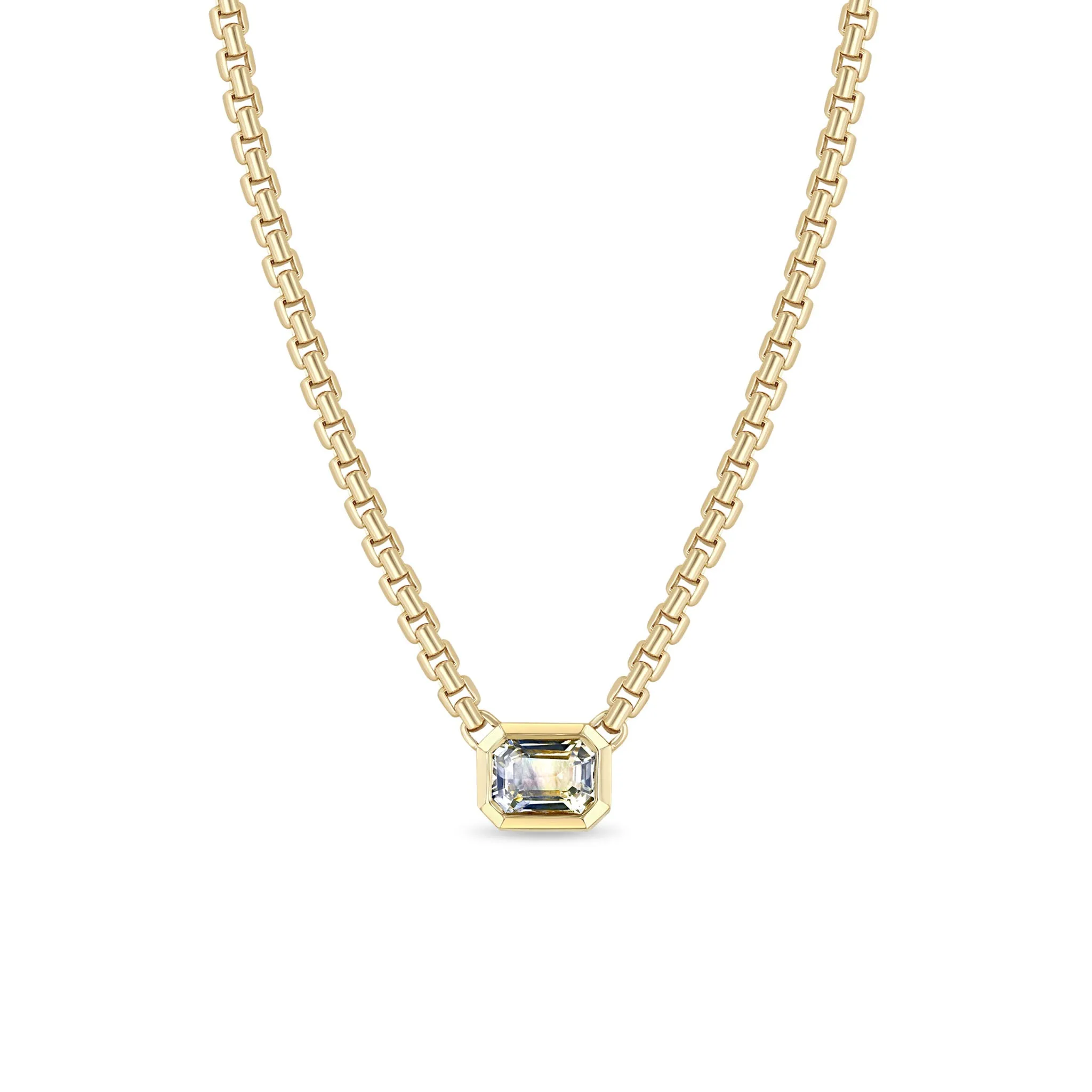 3.53 ctw Emerald Cut Ombre Sapphire Box Chain Necklace