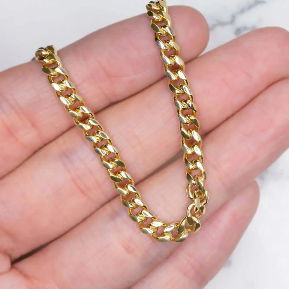 4.5mm 24.5gm SOLID 14k YELLOW GOLD CHAIN 16.5in MIAMI CUBAN LINK MENS NECKLACE