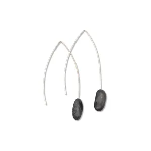 6cm Pebble Hook Earrings - Black