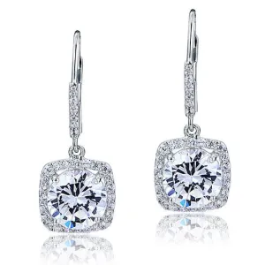 925 Sterling Silver Bridal Wedding Earrings Brilliant Simulated Diamond