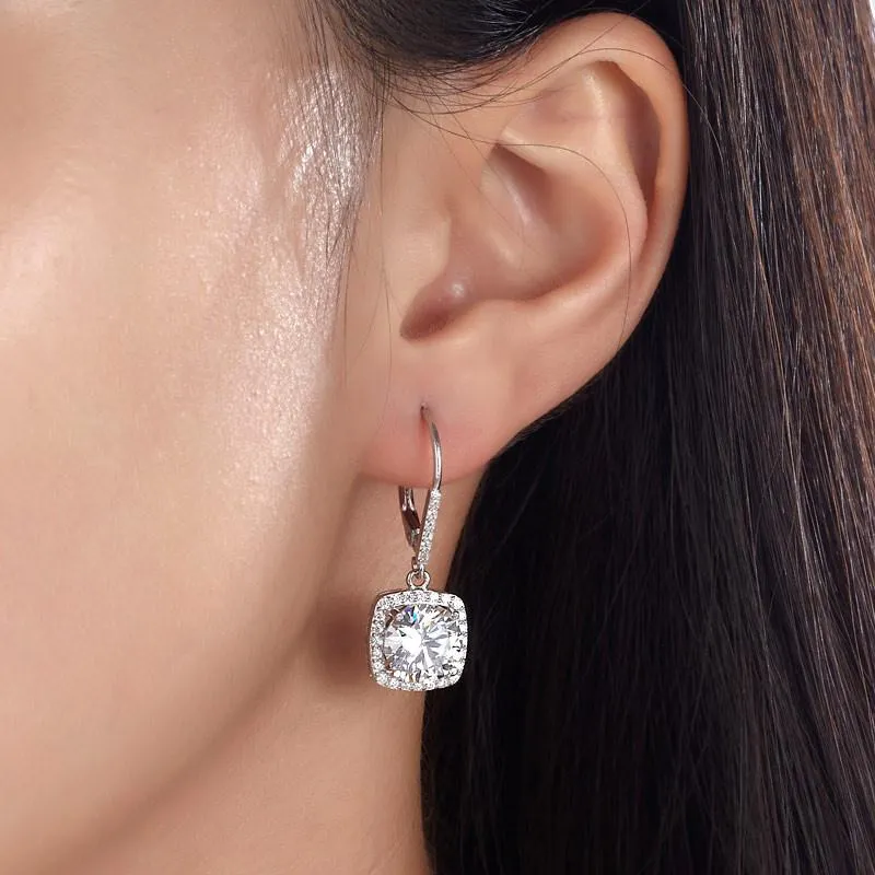 925 Sterling Silver Bridal Wedding Earrings Brilliant Simulated Diamond