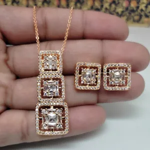 Aamrapali Gold Plated AD Chain Pendant Set