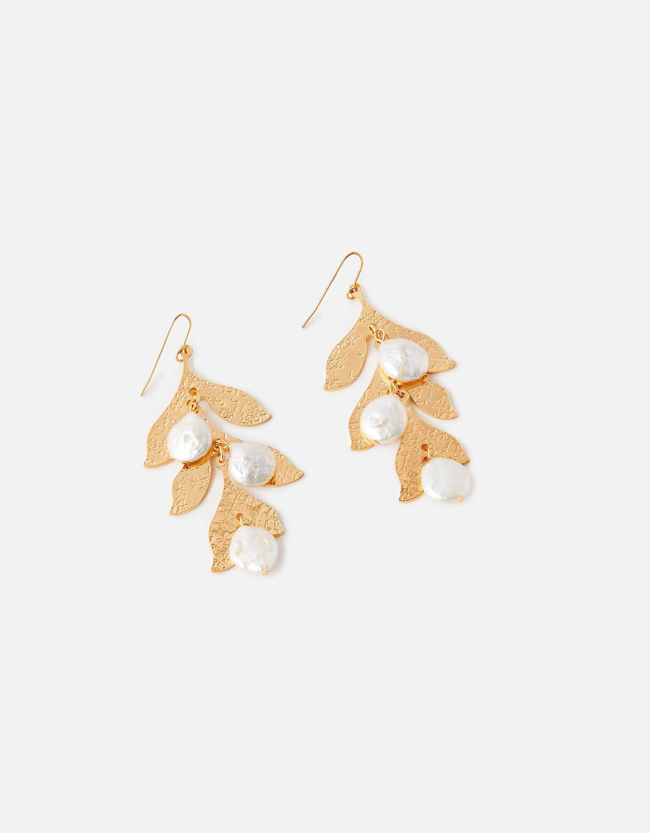 Accessorize London Women's Statement Leaf Pearl Drop Earrings