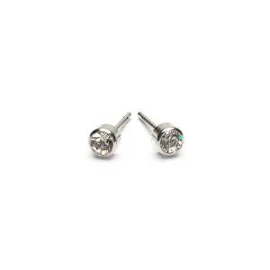 April Birthstone Bezel Stainless Steel Earrings