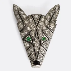 Art Deco Paste Fox Lapel Pin