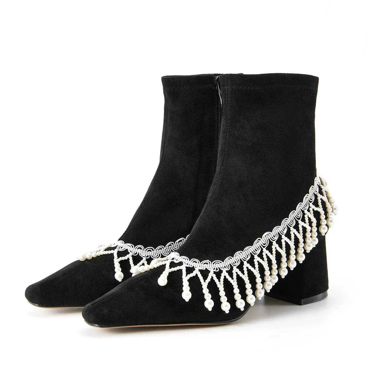 B-FEI niche design pearl chain tassel boots ankle boots - lOFIE