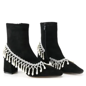 B-FEI niche design pearl chain tassel boots ankle boots - lOFIE