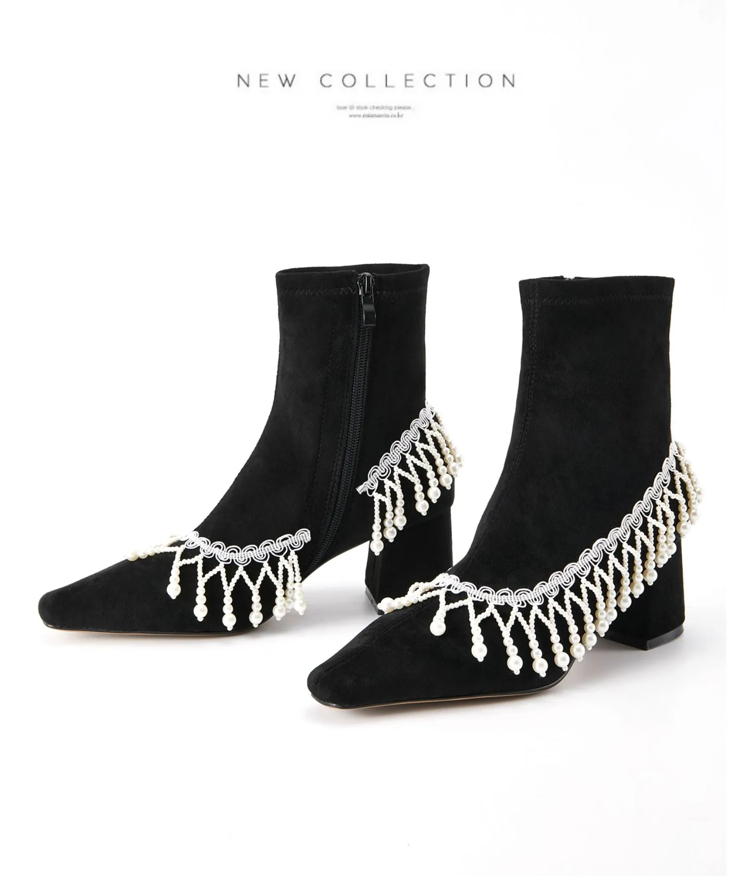 B-FEI niche design pearl chain tassel boots ankle boots - lOFIE