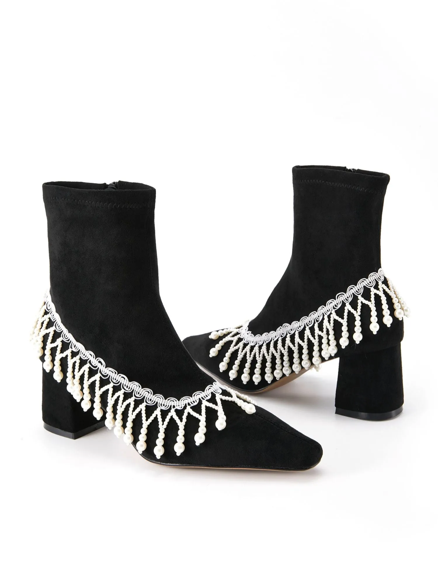 B-FEI niche design pearl chain tassel boots ankle boots - lOFIE