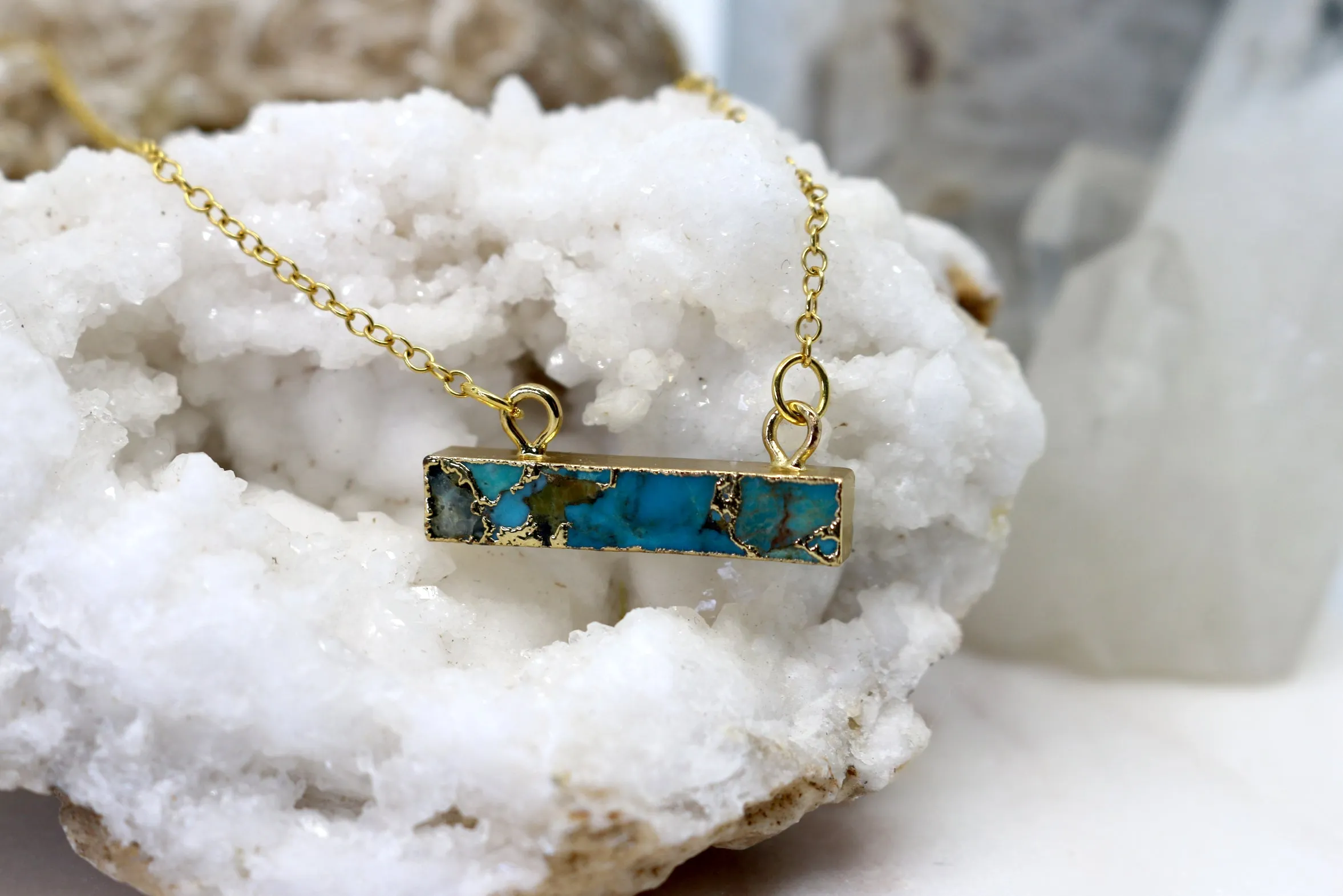 Bar None // Turquoise Bar Necklace, Gold Fill Chain, Healing Stone, Handmade Jewelry // BH-N028