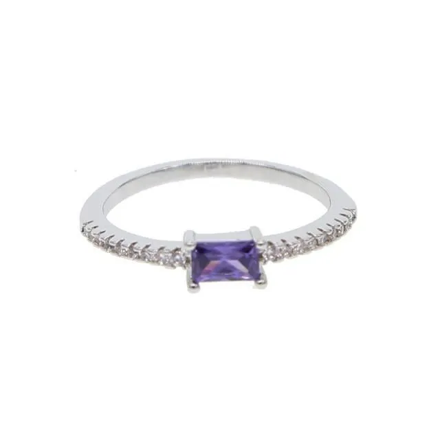 Birthstone Colorful Geometric Finger Rings Charm Jewelry