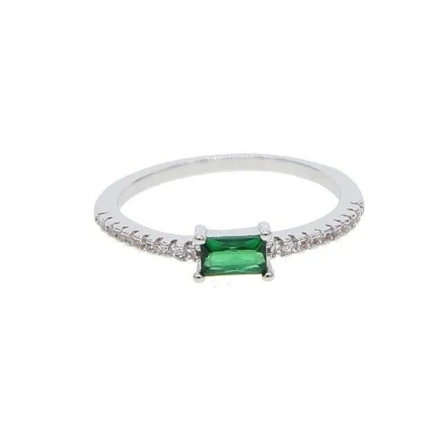 Birthstone Colorful Geometric Finger Rings Charm Jewelry