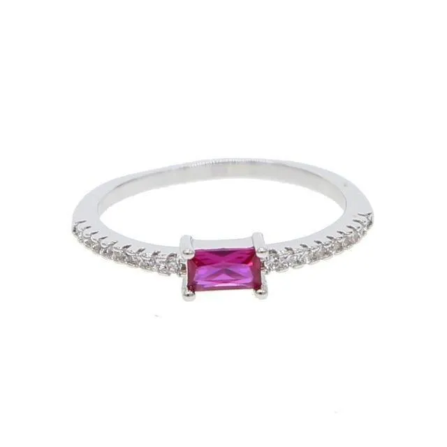 Birthstone Colorful Geometric Finger Rings Charm Jewelry