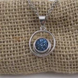 Blue Crystal  & Silver Pendant Necklace