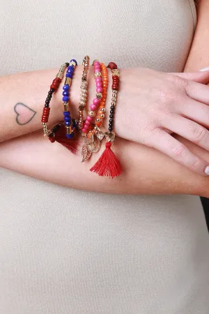 Boho Charm and Bead Bracelet Set