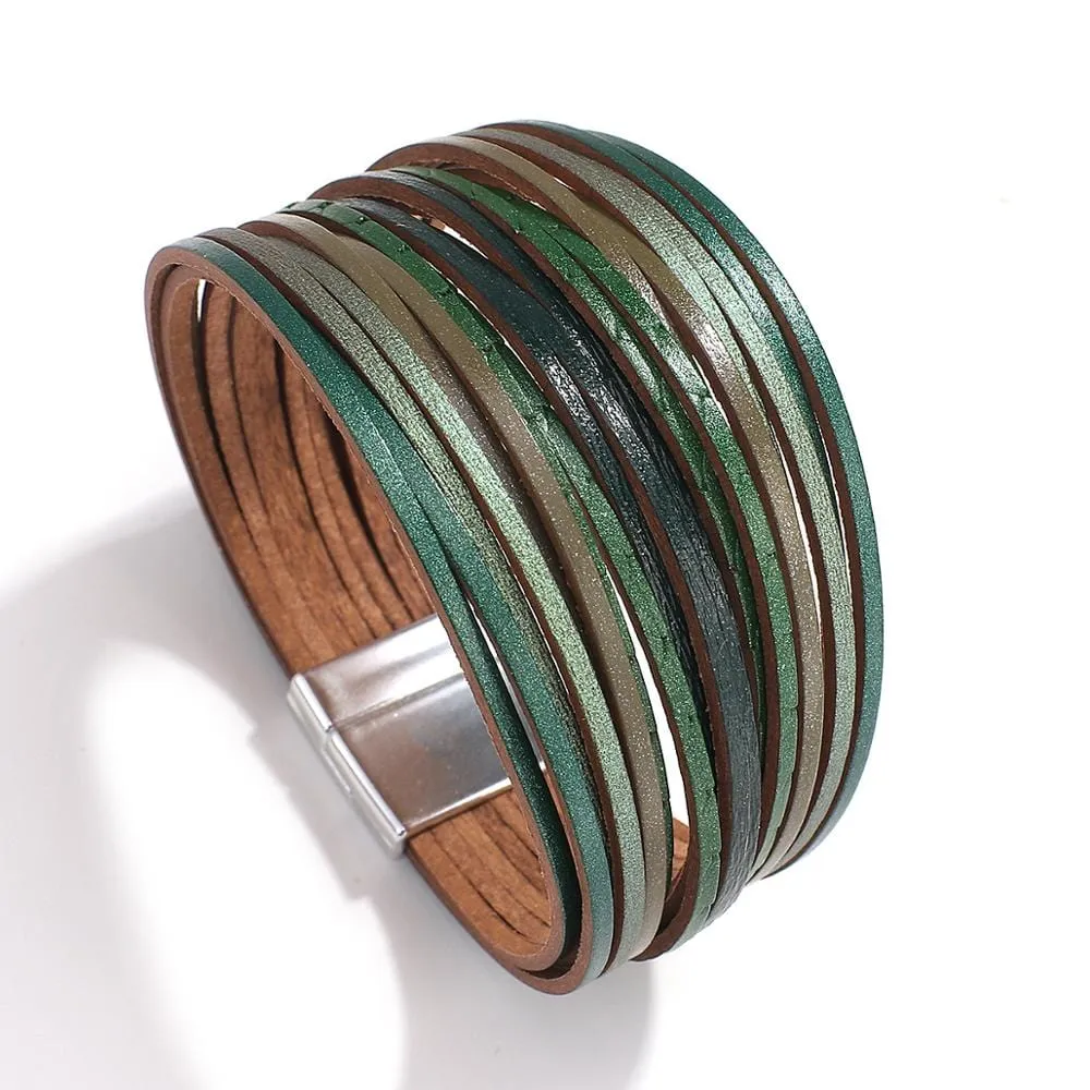 Boho Multilayer Mint Leather Bracelet