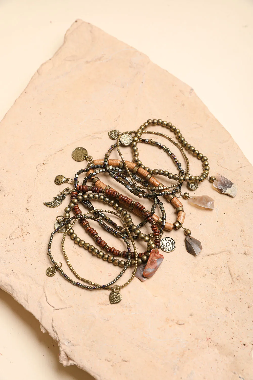 Boho Stone & Bead Stack Bracelet