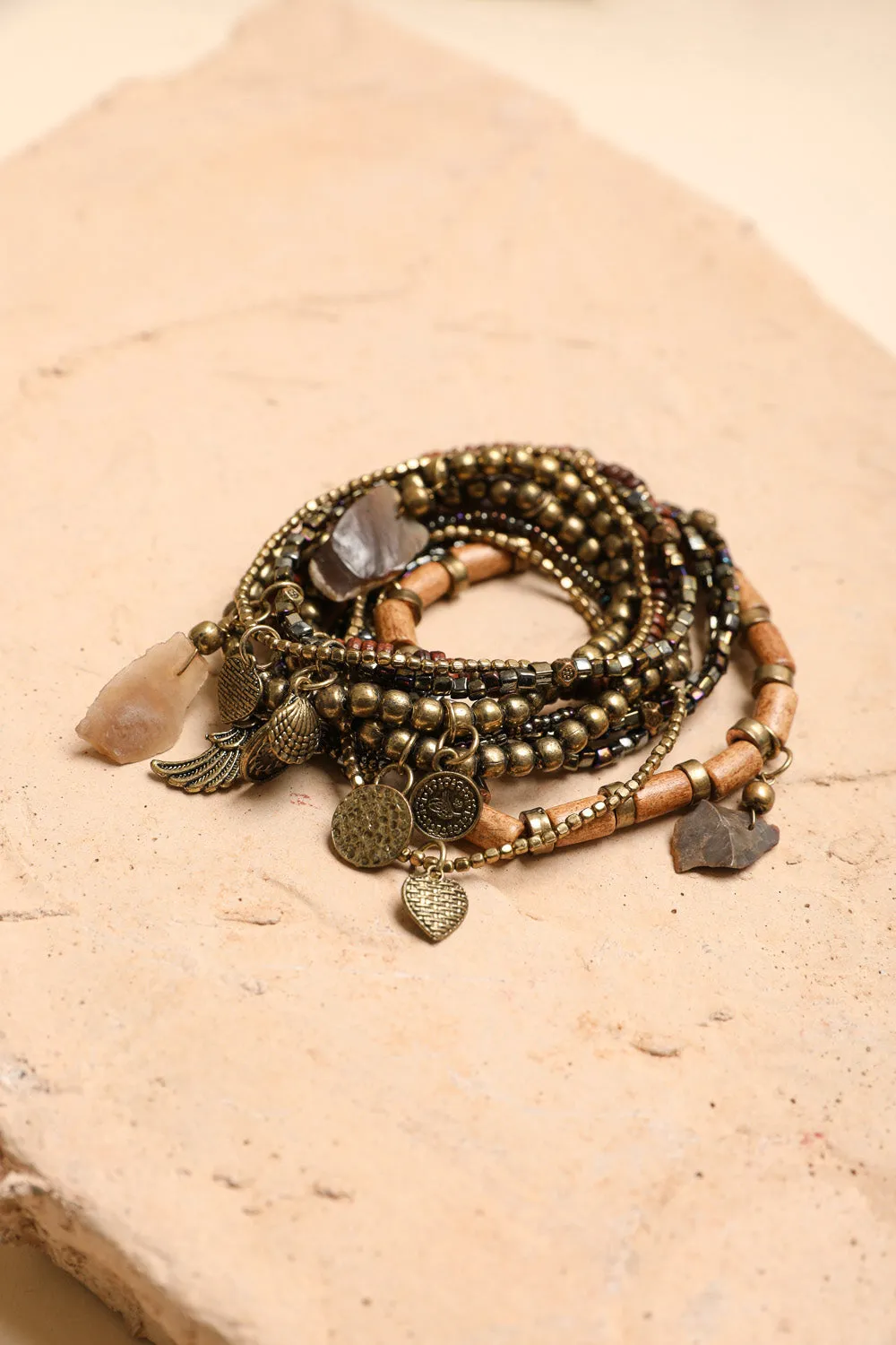 Boho Stone & Bead Stack Bracelet