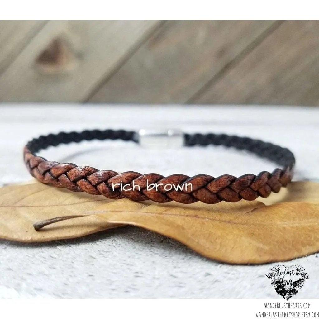 Braided leather bracelet