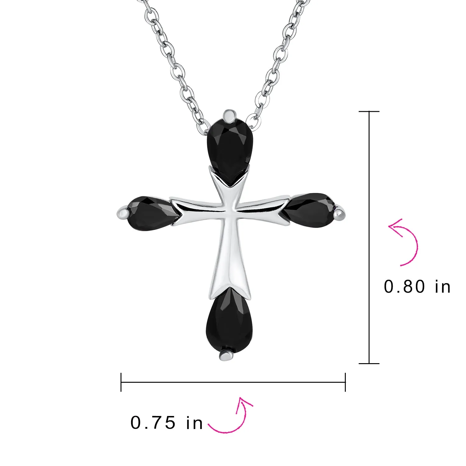 Bridal Necklace Christian Cross CZ Teardrop Pendant Sterling Silver Wedding Jewelry