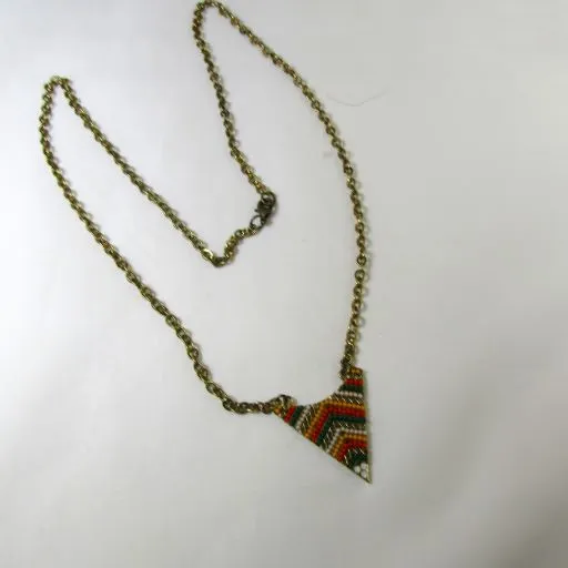 Bright Summer Arrow Pendant on  Antique Brass Necklace