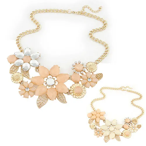 Brilliant quality Women's Resin Flower Choker Bib Statement Collar Chain Necklace Pendant