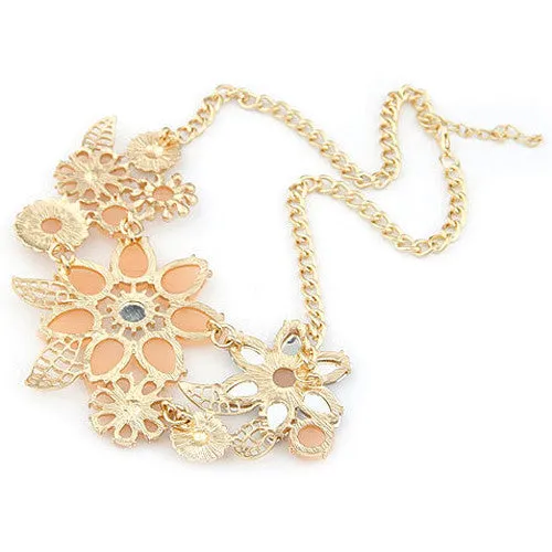 Brilliant quality Women's Resin Flower Choker Bib Statement Collar Chain Necklace Pendant