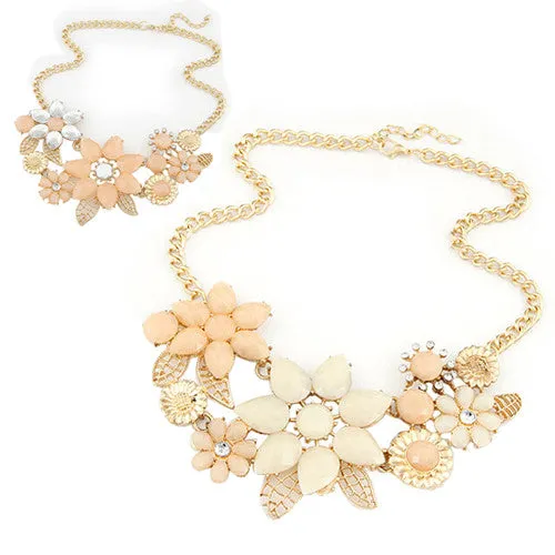 Brilliant quality Women's Resin Flower Choker Bib Statement Collar Chain Necklace Pendant