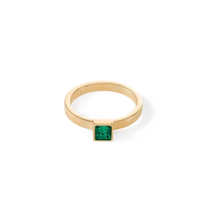 Brilliant Square small ring gold dark green