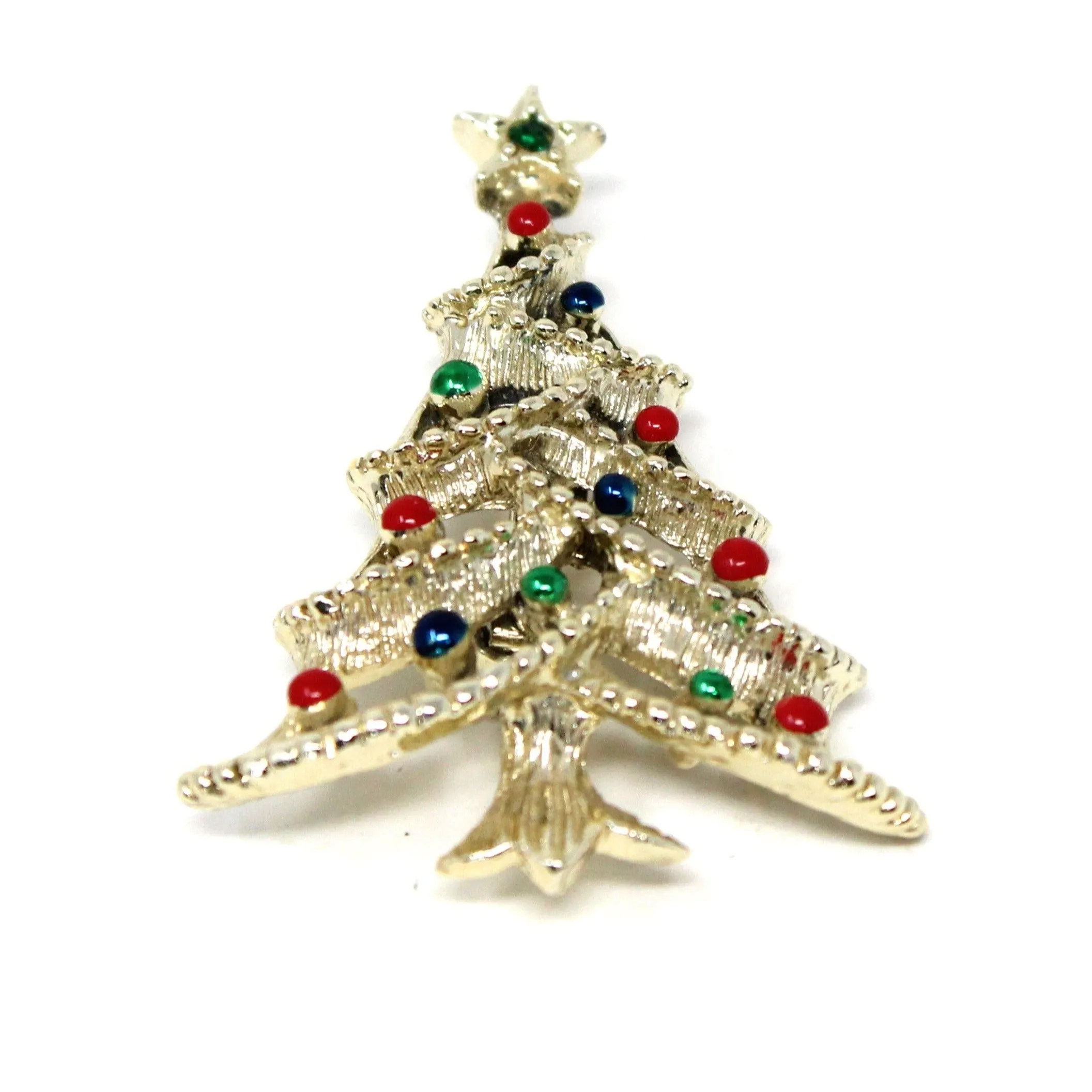 Brooch / Pin, Gerry, Christmas Tree, Enamel & Gold Tone, Vintage