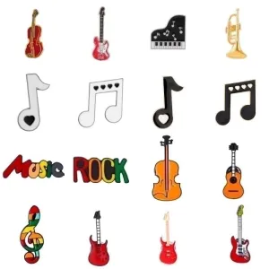 Cartoon Style Retro Guitar Notes Alloy Stamping Stoving Varnish Plating Kid's Brooches