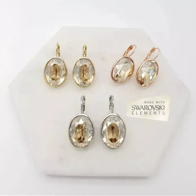 Chrysalini - Medium Oval Swarovski Earring