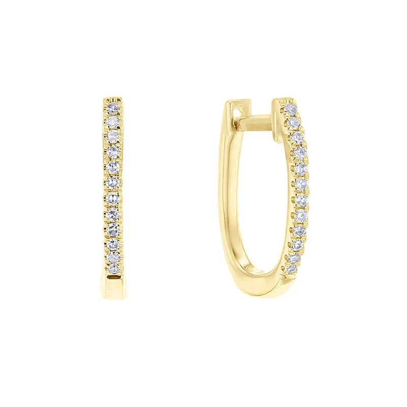 Classic Pave Diamond Huggie Hoop Earrings