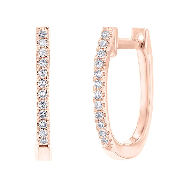 Classic Pave Diamond Huggie Hoop Earrings