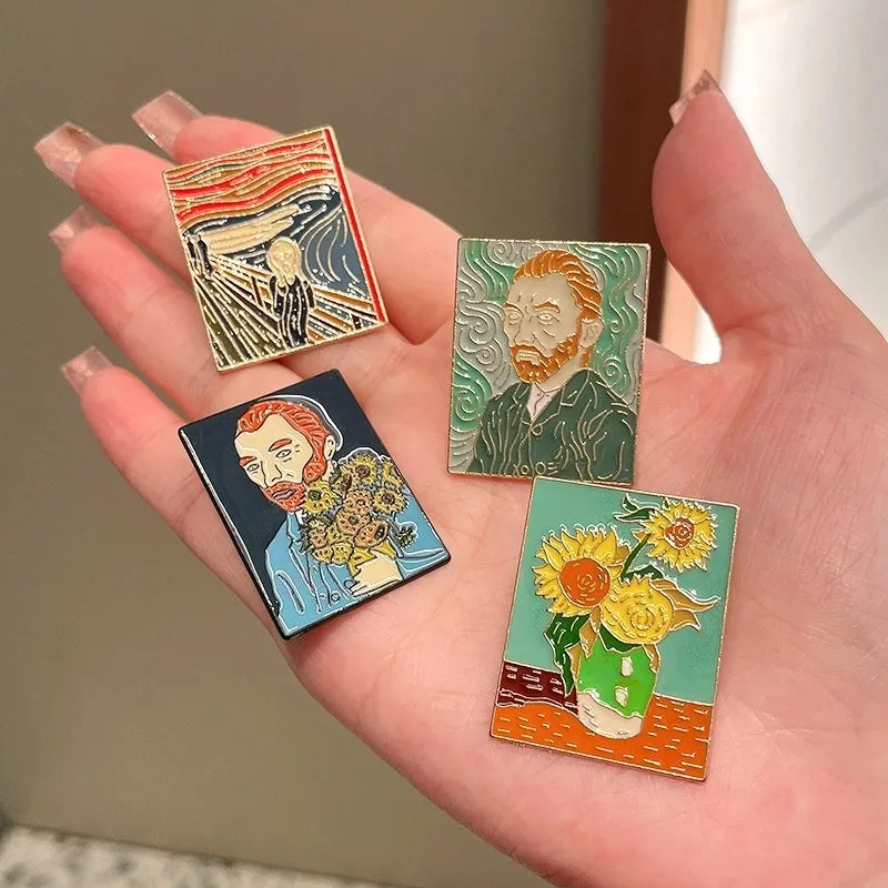 Classical Retro Pin Oil Painting Alloy Enamel Unisex Brooches