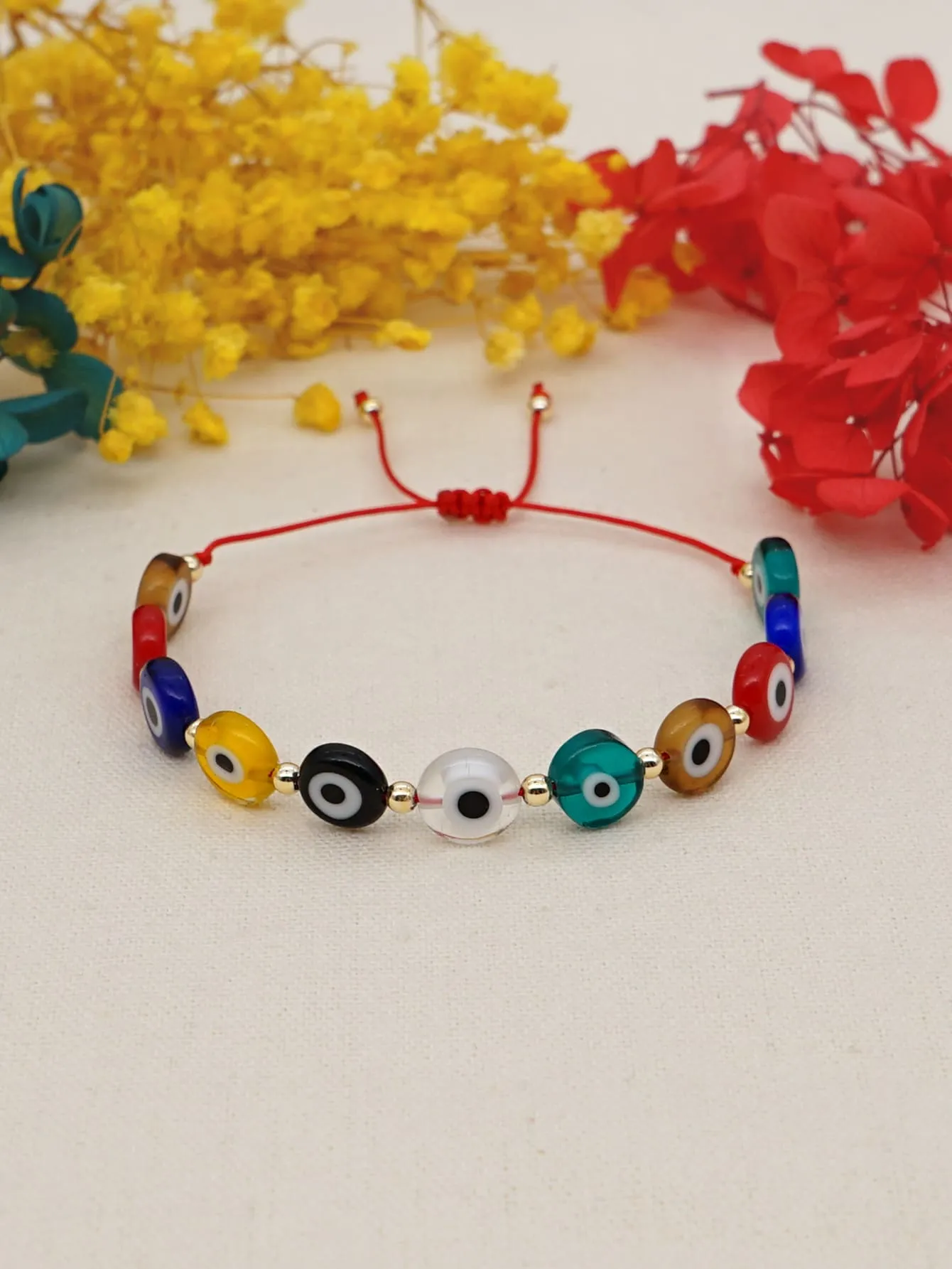 Colorful Eye Decor Bracelet Boho Crafted Creative Beads Adjustable Fit Bracelet