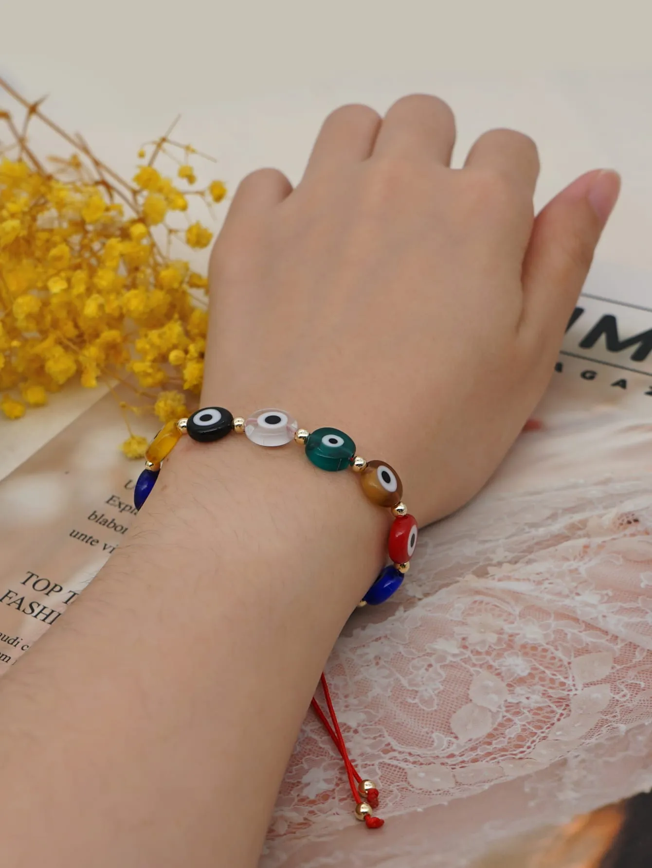 Colorful Eye Decor Bracelet Boho Crafted Creative Beads Adjustable Fit Bracelet