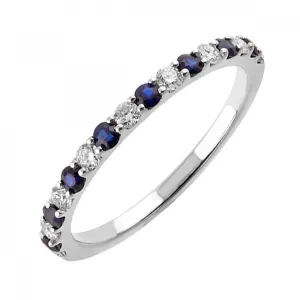 Colorful Sapphire and Diamond Band Ring in White Gold, 0.375 cttw