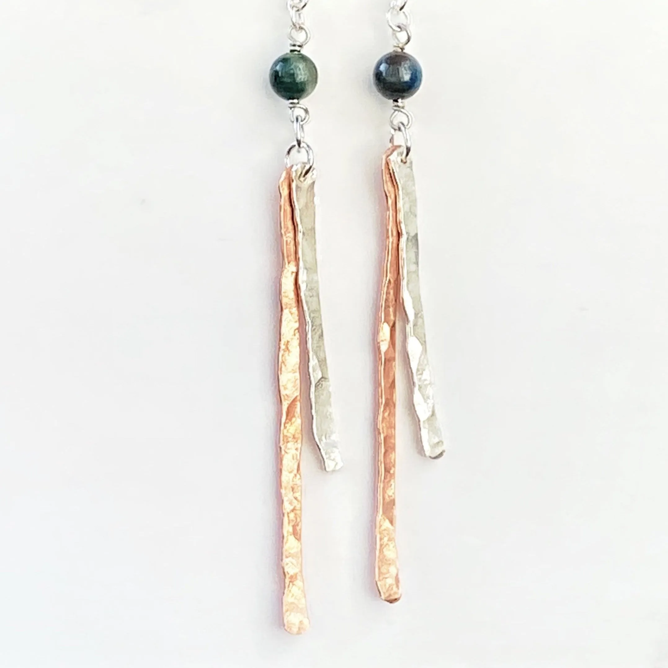 Copper and Silver Hammered Earrings