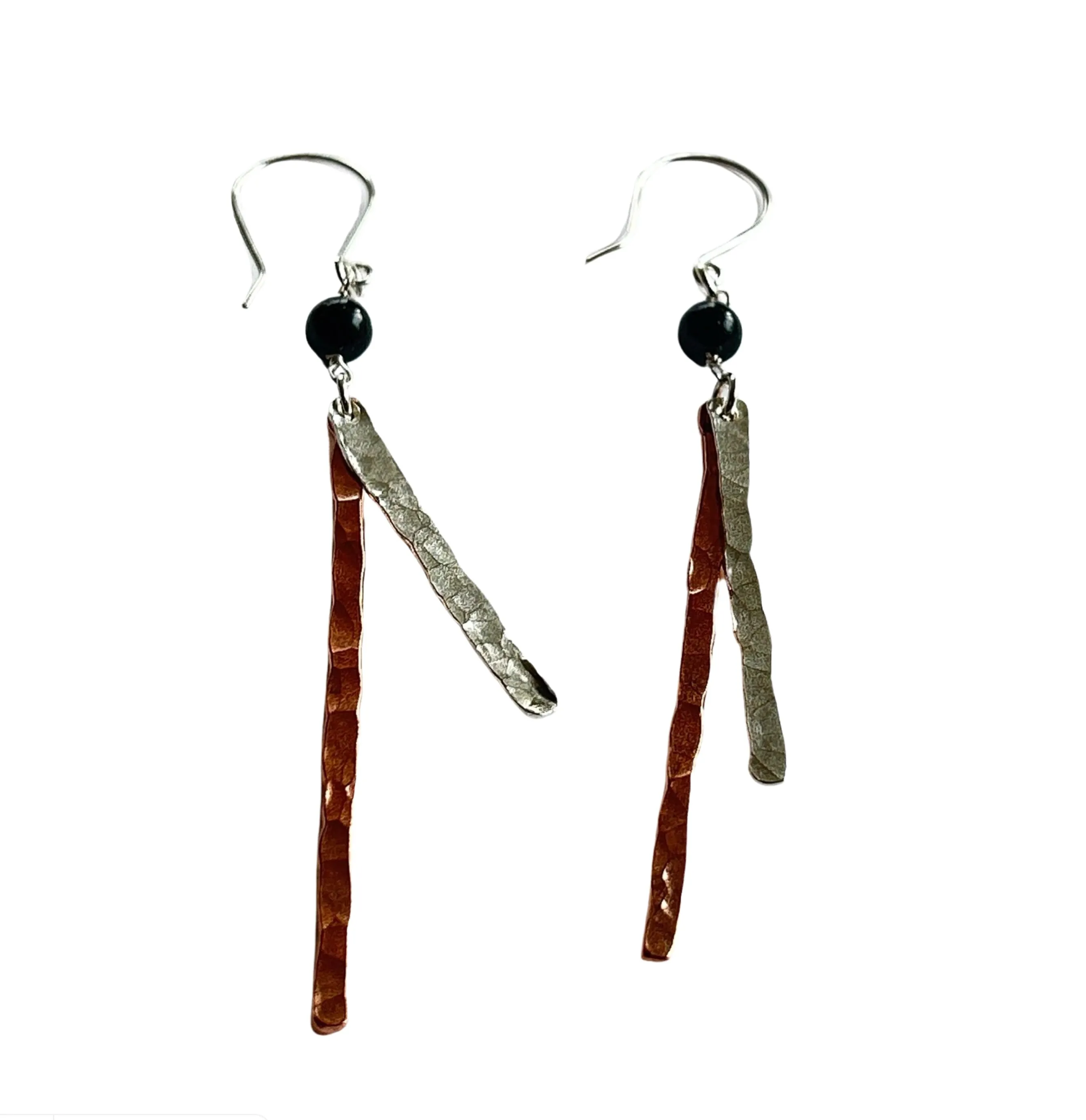 Copper and Silver Hammered Earrings