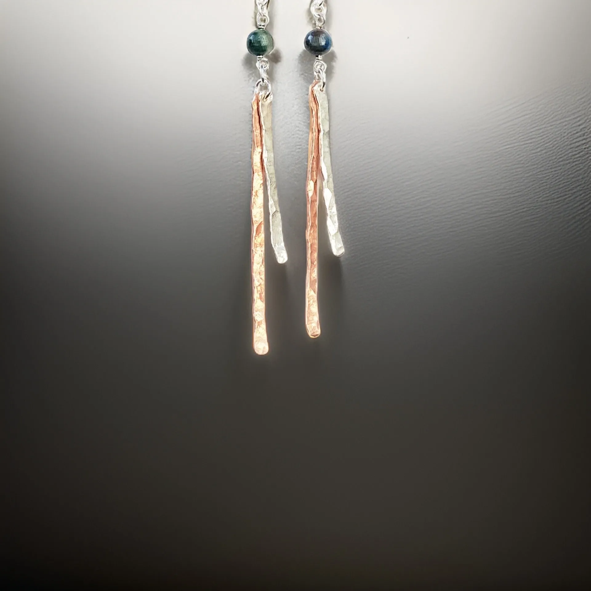 Copper and Silver Hammered Earrings