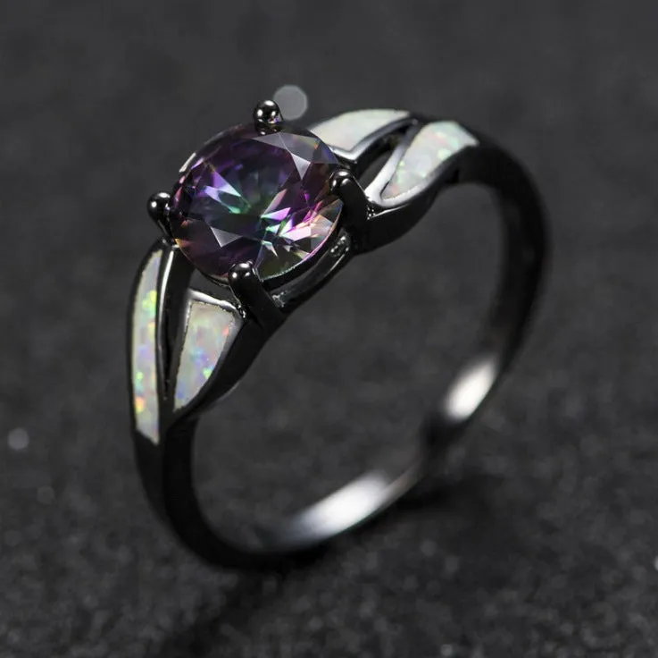 Cubic Ring Colorful Crystal Ring