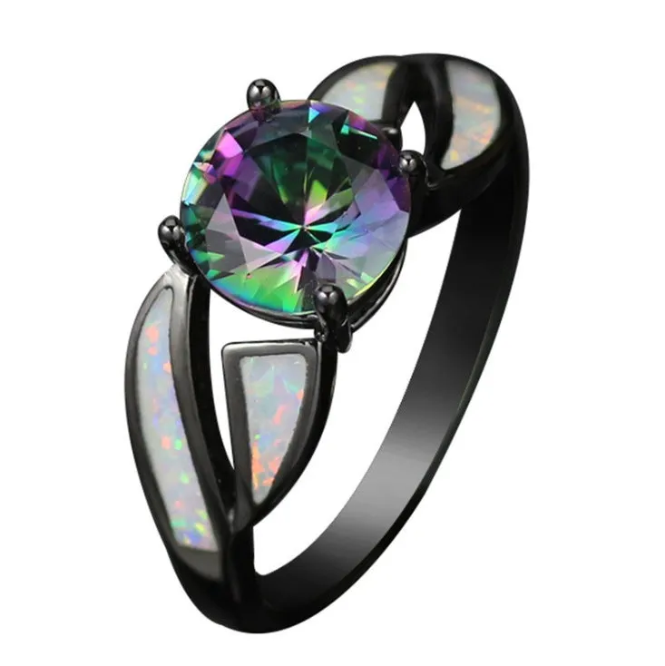 Cubic Ring Colorful Crystal Ring