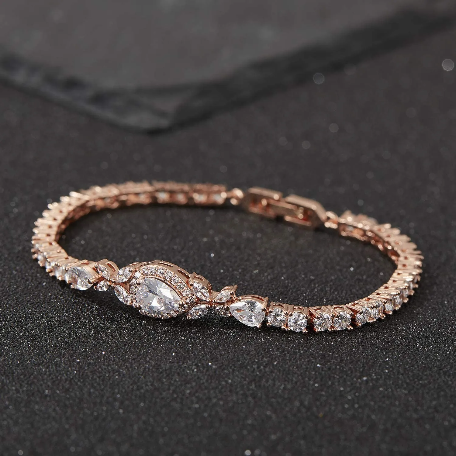 Cubic Zirconia Teardrop Tennis Bracelets