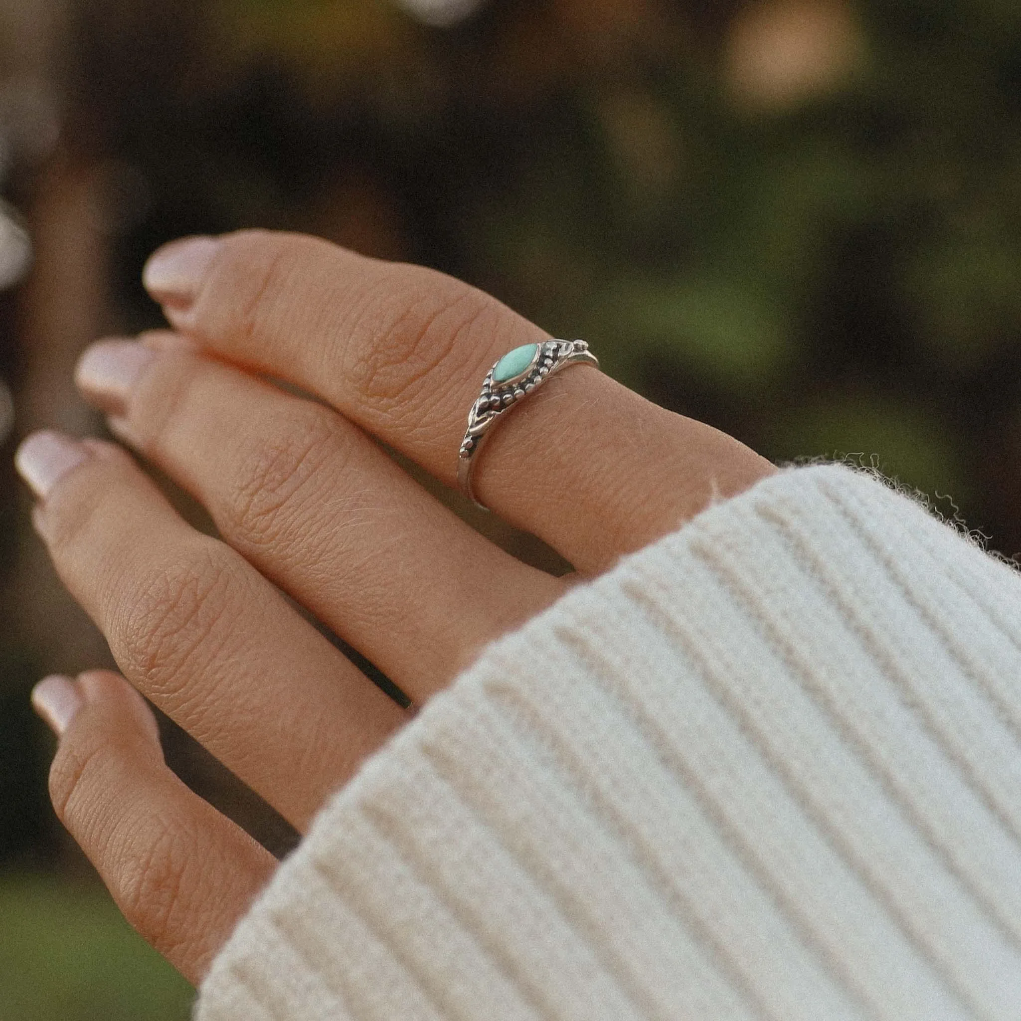 Dainty Turquoise Beaded Ring