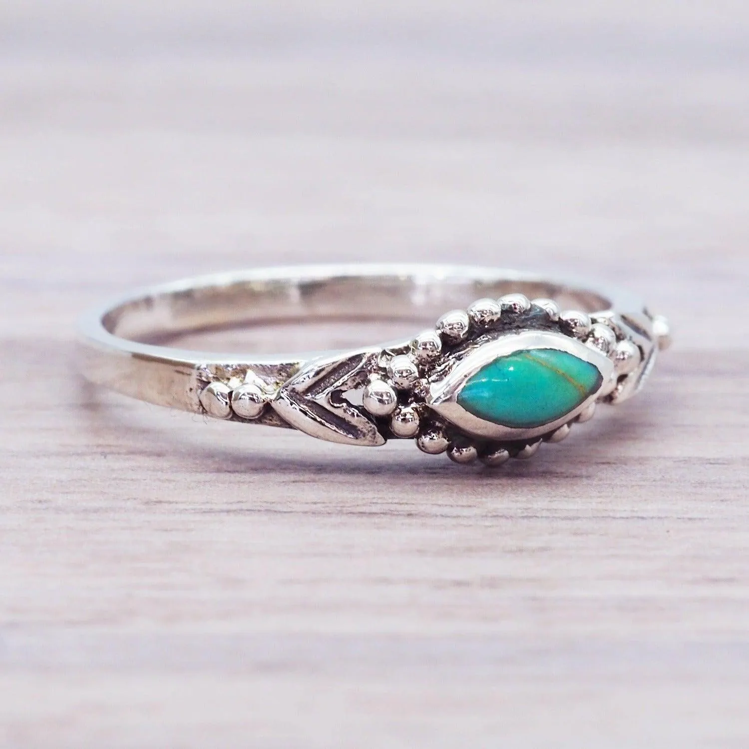 Dainty Turquoise Beaded Ring