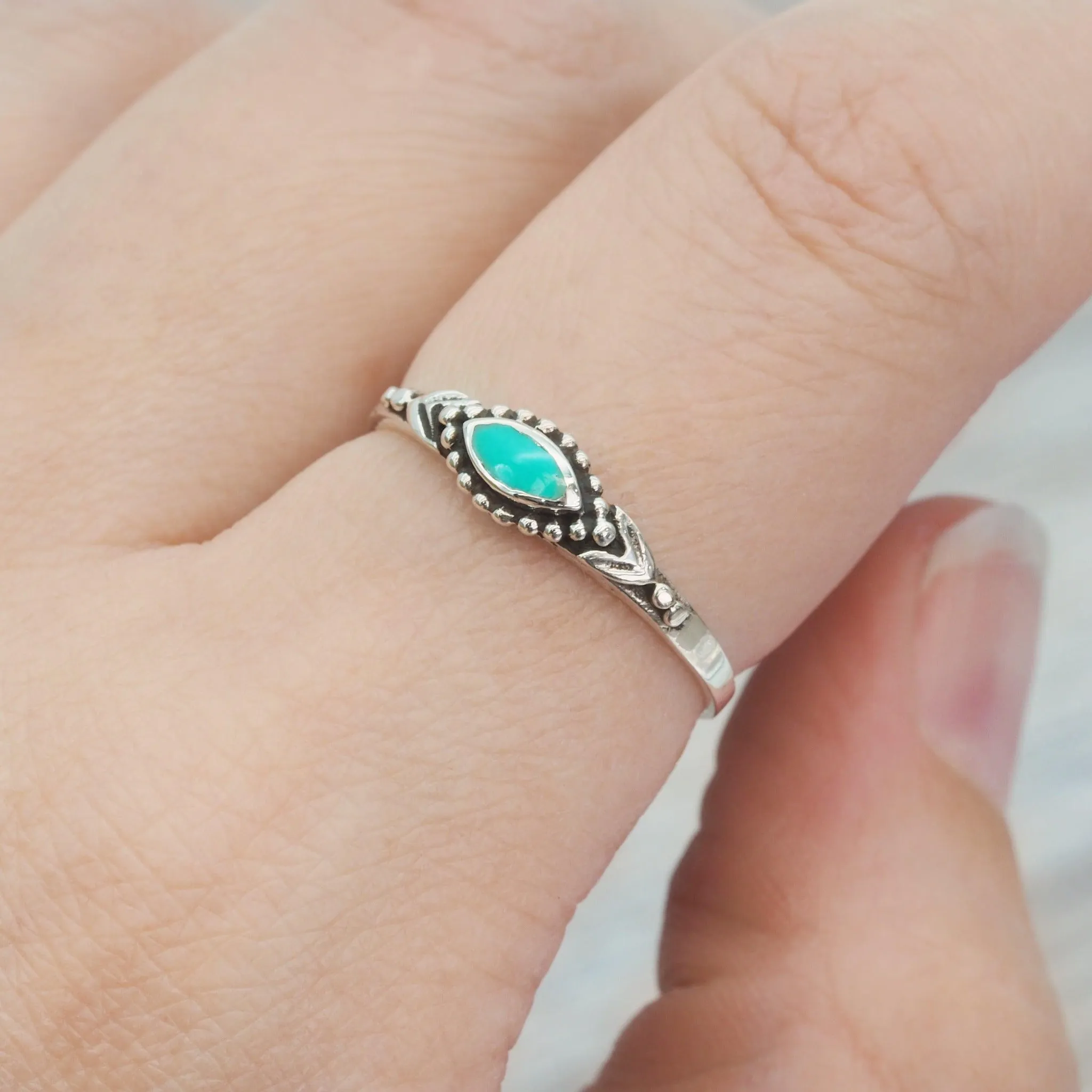 Dainty Turquoise Beaded Ring