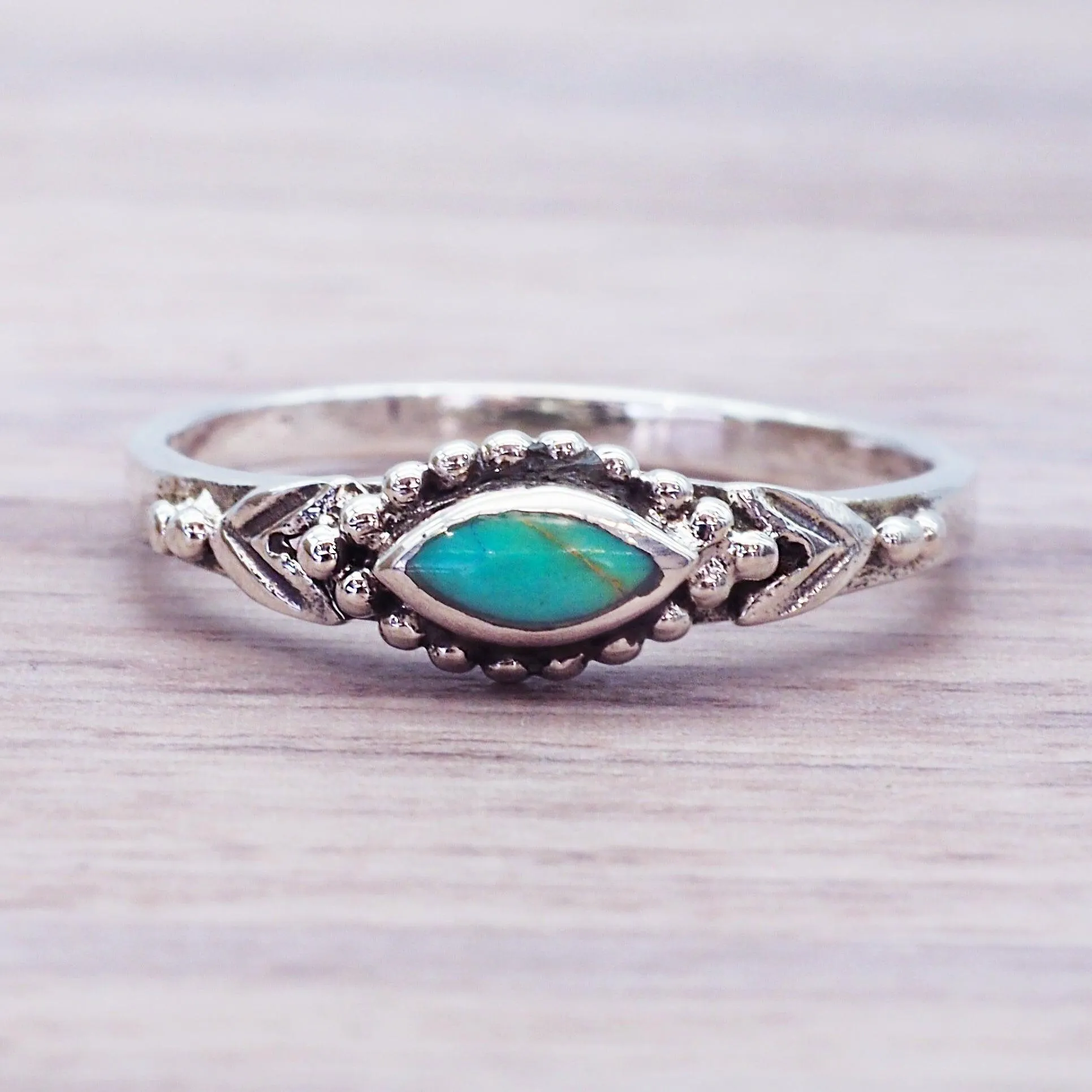 Dainty Turquoise Beaded Ring