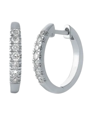 Diamond Earrings - 10ct White Gold Diamond Set Hoop Earrings - 784161